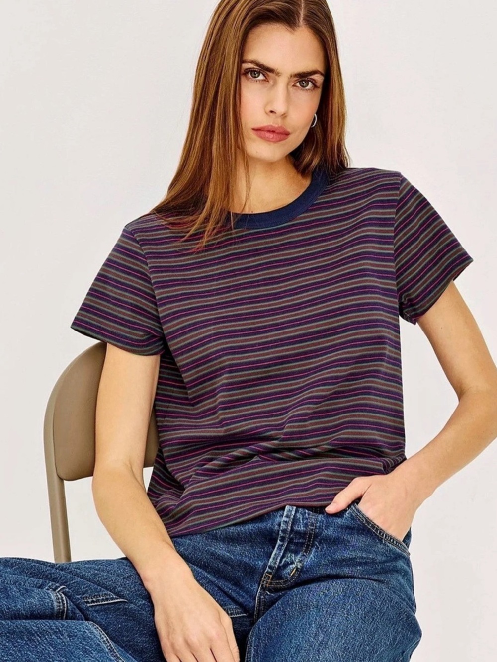 Rails Girlfriend T-Shirt Maroon Navy Stripe taking this off posh on 9/26! Buy